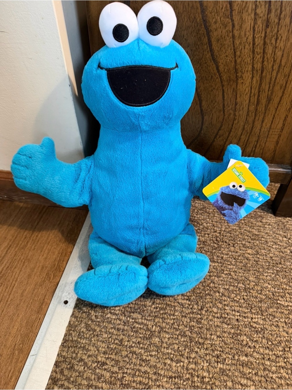 Blue Cookie Monster Plush Toy - Soft Kids Stuffed Animal